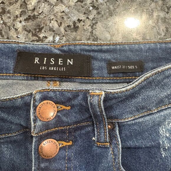 Risen High Rise Flare Jeans | Button Fly | Size 27 / 5 - Picture 4 of 9